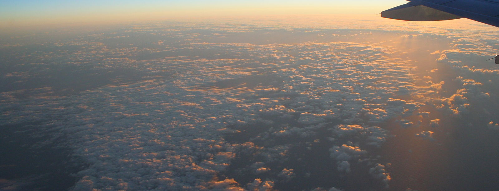 Clouds at dawn seen from the air